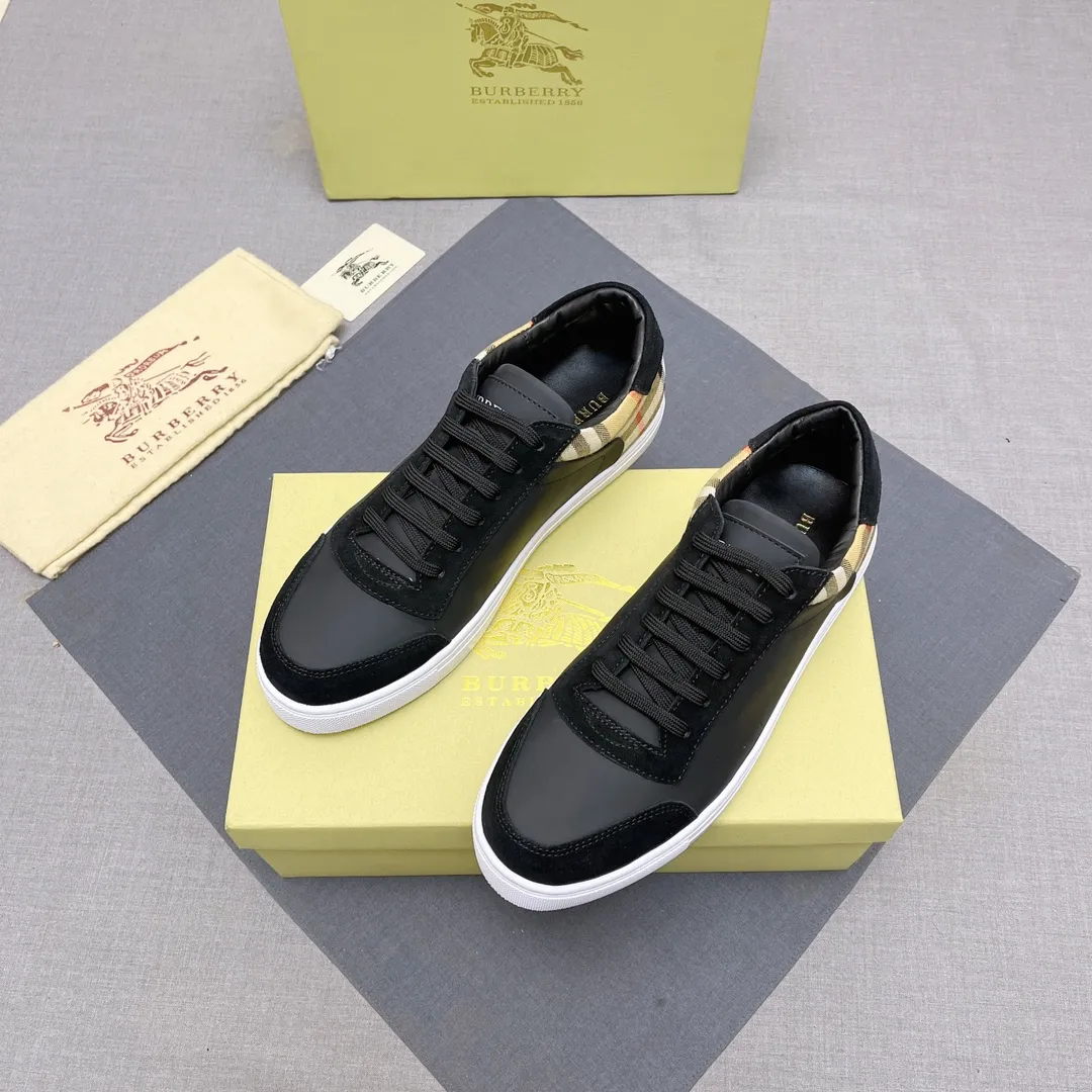 P360 B men's classic low-top sneakers are reinterpreted in Vintage plaid cotton and cowhide materials, decorated with a new brand logo. First-grain cowhide lining, embossed Burberry lettering logo on the heel, original outsole! 38-44 (45 46 customized) No. 019